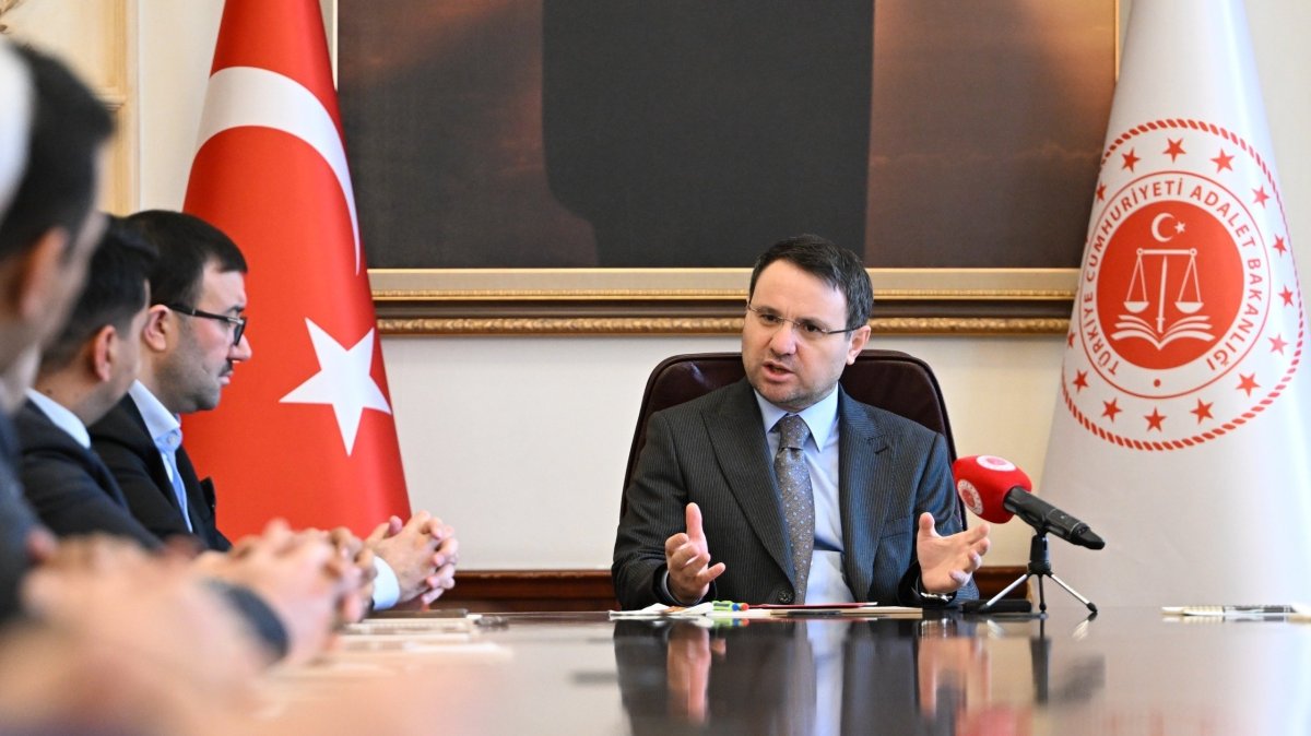 Justice Minister Akın Gürlek speaks at an event at the Justice Ministry, Ankara, Türkiye, Feb. 24, 2026. (DHA Photo)
