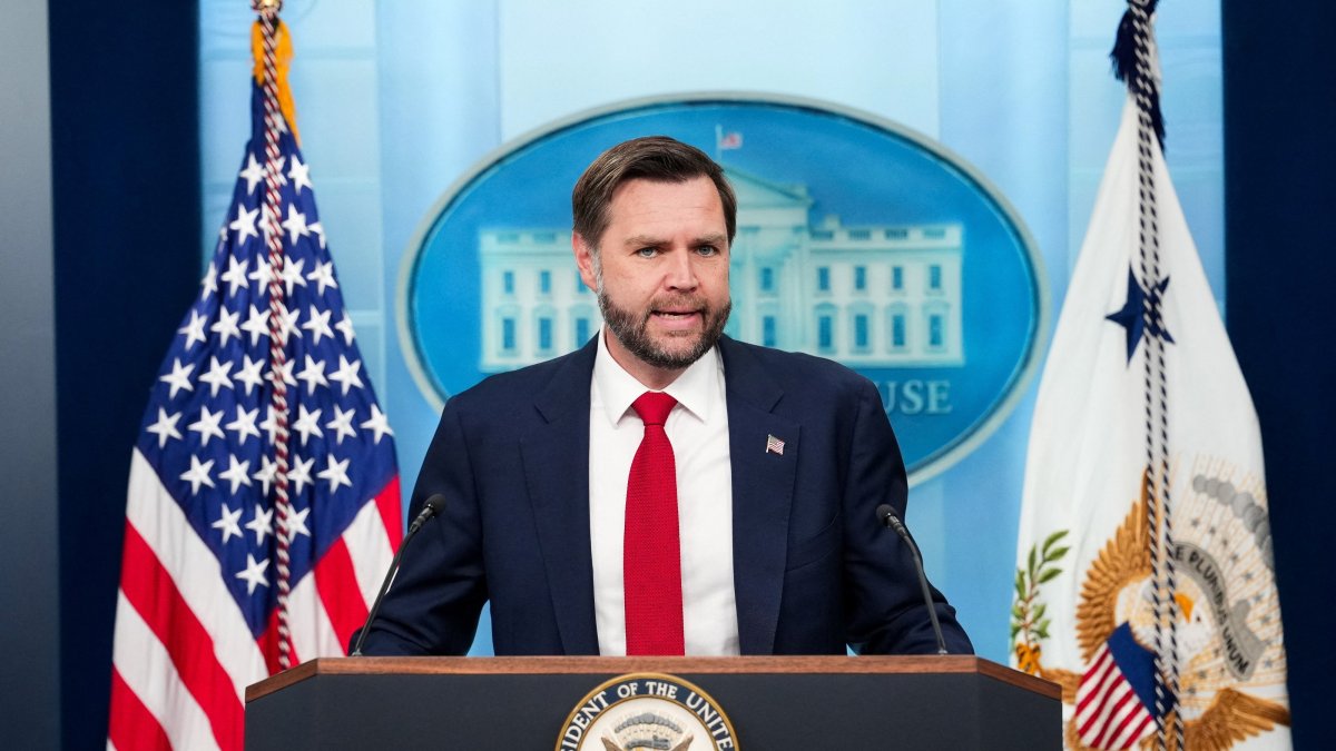 U.S. Vice President JD Vance speaks during a press briefing at the White House, Washington, U.S., June 18, 2026. (Reuters Photo)