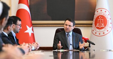 Justice Minister Akın Gürlek speaks at an event at the Justice Ministry, Ankara, Türkiye, Feb. 24, 2026. (DHA Photo)