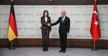 Treasury and Finance Minister Mehmet Şimşek (R) and German Economy and Energy Minister Katherina Reiche after their meeting, Ankara, Türkiye, June 19, 2026. (AA Photo)