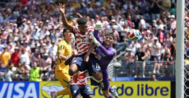 Alex Freeman #16 of the United States heads to score the team's second goal during the FIFA World Cup 2026 Group D match between USA and Australia at Seattle Stadium in Seattle, Washington, June 19, 2026. (AFP Photo)