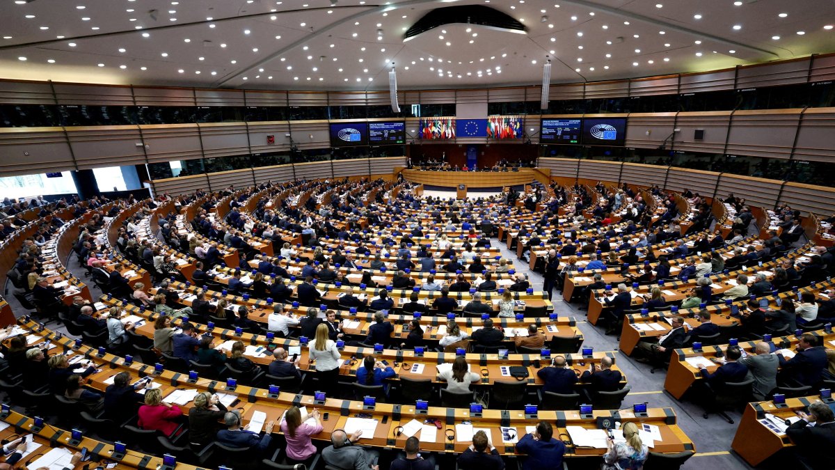 Members of the European Parliament attend a session, Brussels, Belgium, March 26, 2026. (Reuters Photo)