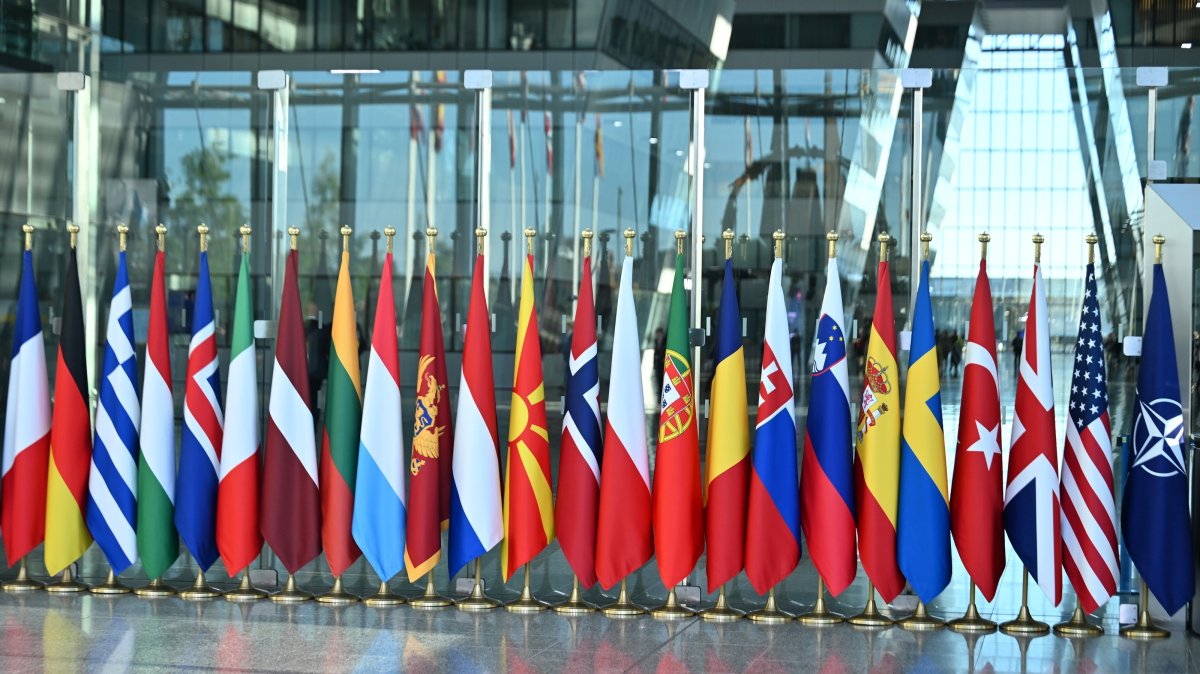 A view of flags of NATO member countries at the alliance's headquarters, Brussels, Belgium, June 18, 2026. (AA Photo)