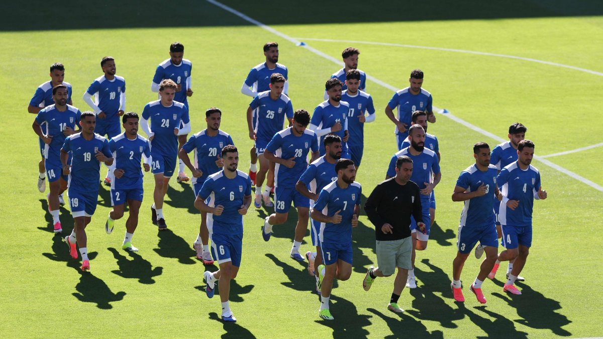 Iran players participate in the training a day ahead of the FIFA World Cup 2026 Group G match against Inglewood, California, U.S., June 20, 2026. (AFP Photo)
