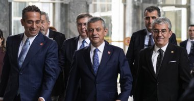 CHP lawmaker Özgür Özel (C) walks at Parliament, Ankara, Türkiye, June 9, 2026. (AA Photo)