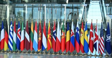 A view of flags of NATO member countries at the alliance's headquarters, Brussels, Belgium, June 18, 2026. (AA Photo)