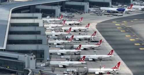 An aerial view of aircraft at Istanbul Airport, Istanbul, Türkiye, March 12, 2025. (Shutterstock Photo)