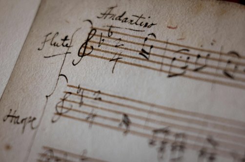 An original fragment of Wolfgang Amadeus Mozart’s music handwritten notebook at Richelieu Library, Paris, France, June 15, 2026. (AFP Photo)