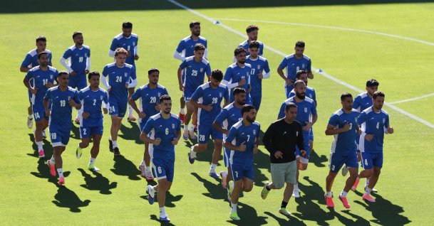 Iran players participate in the training a day ahead of the FIFA World Cup 2026 Group G match against Inglewood, California, U.S., June 20, 2026. (AFP Photo)