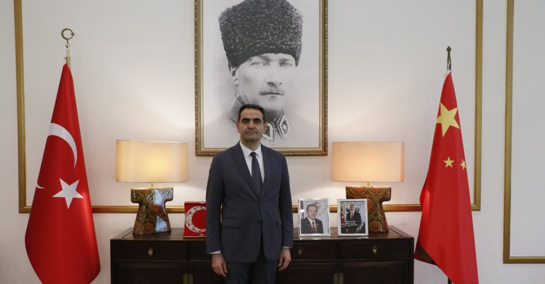 Ambassador Selçuk Ünal poses for an interview in his office, Beijing, China, June 20, 2026. (AA Photo)