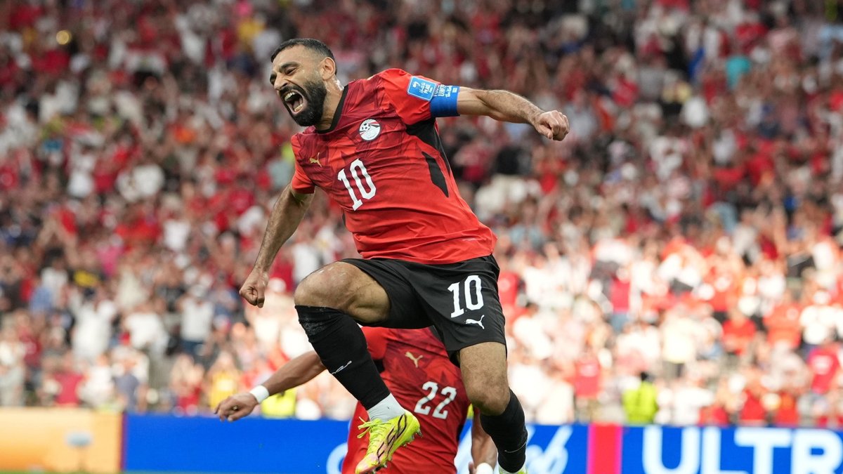 Egypt's Mohamed Salah celebrates scoring the 1-2 goal during the 2026 FIFA World Cup group stage match against New Zealand, Vancouver, Canada, June 21, 2026. (EPA Photo)