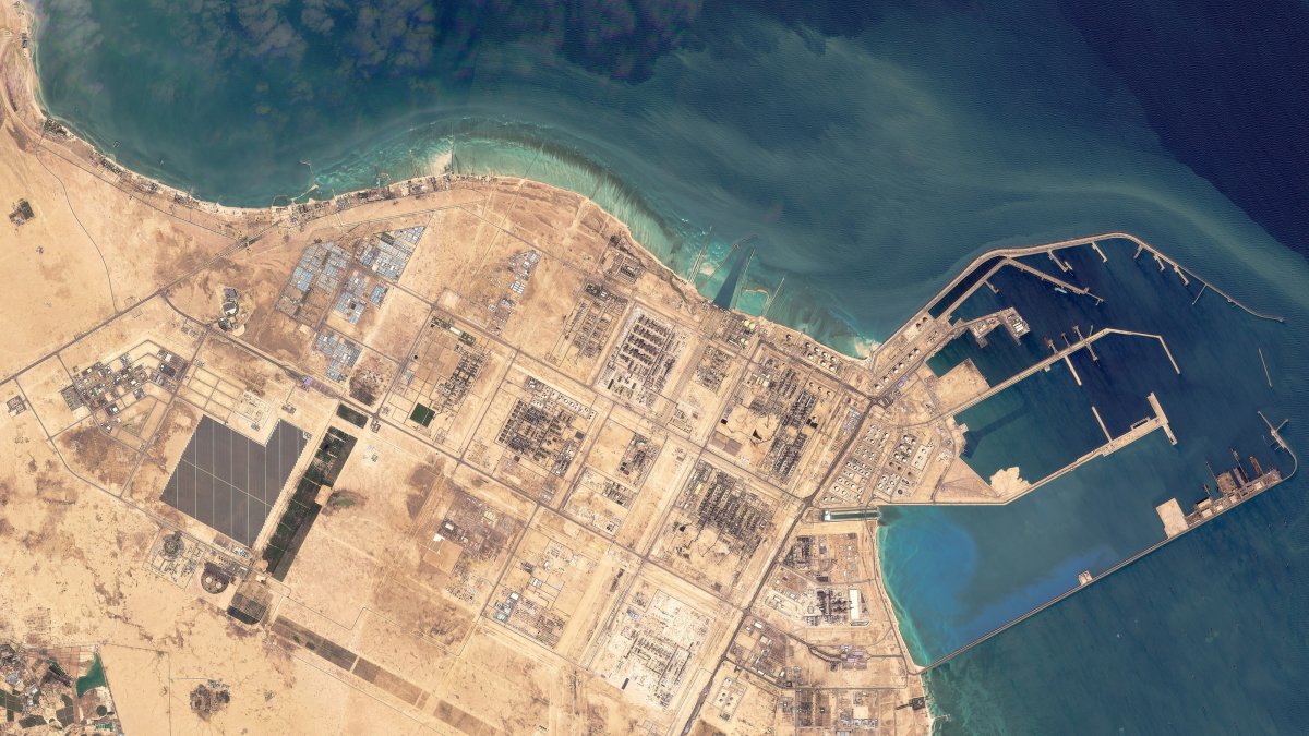This satellite image from Planet Labs PBC shows the Ras Laffan industrial area in Qatar, March 6, 2026. (Planet Labs PBC via AP)