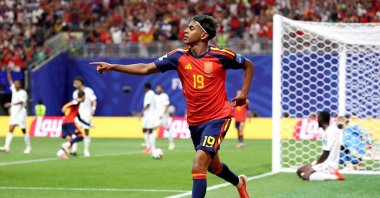 Spain's Lamine Yamal celebrates after scoring his team's first goal during the 2026 FIFA World Cup Group H match against Saudi Arabia at Atlanta Stadium, Atlanta, U.S., June 21, 2026. (AFP Photo)