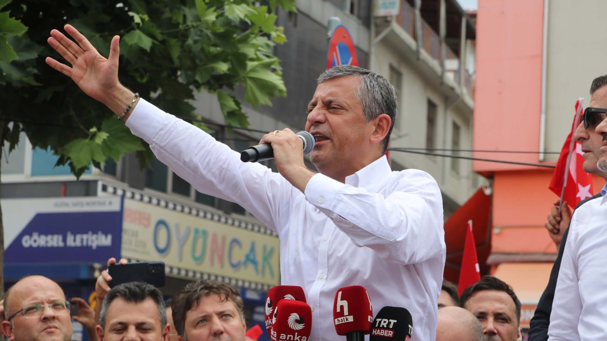 CHP's former leader Özgür Özel speaks at an event in Denizli, western Türkiye, June 19, 2026. (DHA Photo) 