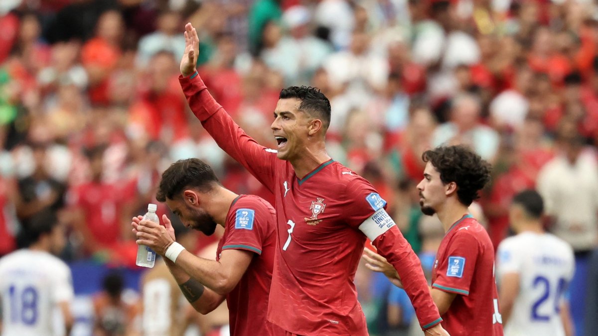 Portugal's Cristiano Ronaldo celebrates after the match with Uzbekistan in Houston, Texas, June 23, 2026. (Reuters Photo)