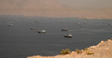 Vessels at the Strait of Hormuz, as seen from Musandam, Oman, June 18, 2026. (Reuters Photo)