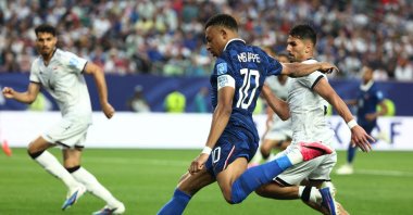 France's Kylian Mbappe kicks the ball during the 2026 FIFA World Cup Group I football match against Iraq at the Philadelphia Stadium, Philadelphia, U.S., June 22, 2026. (AFP Photo)