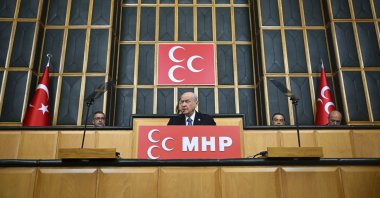 MHP leader Devlet Bahçeli speaks at the parliamentary group meeting of his party, in Ankara, Türkiye, June 23, 2026. (AA Photo) 