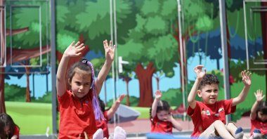 Students take part in an environmental education activity at Kaptan Altay Altuğ Kızılay Kindergarten,  Düzce, Türkiye, June 6, 2026. (AA Photo) 