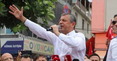 CHP's former leader Özgür Özel speaks at an event in Denizli, western Türkiye, June 19, 2026. (DHA Photo) 