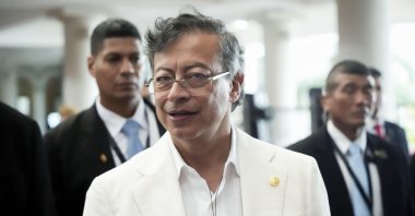 Colombian President Gustavo Petro (C) attends the bicentennial commemoration of the Amphictyonic Congress, Panama City, Panama, June 22, 2026. (EPA Photo)