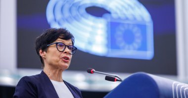 European Commissioner for Enlargement Marta Kos speaks about the Commission report on Türkiye, during a session of the European Parliament in Strasbourg, France, June 16,  2026.  (EPA Photo)