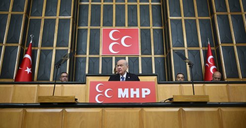 MHP leader Devlet Bahçeli speaks at the parliamentary group meeting of his party, in Ankara, Türkiye, June 23, 2026. (AA Photo) 
