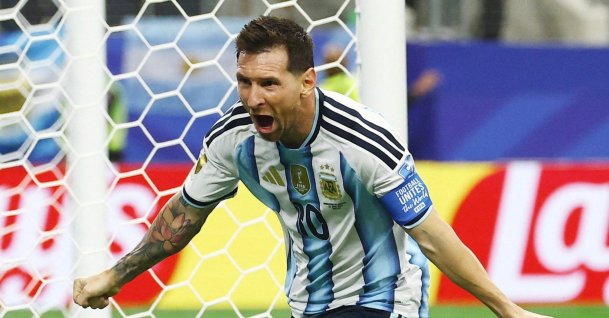 Argentina's Lionel Messi celebrates scoring during the 2026 FIFA World Cup Group J against Austria at Dallas Stadium, Arlington, U.S., June 22, 2026. (Reuters Photo)