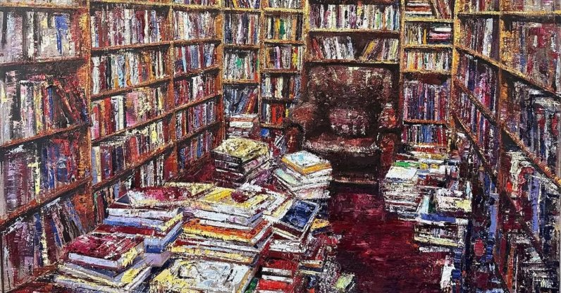 Massimo Giannoni’s artwork "Interno di libreria." (Massimo Giannoni on Instagram)

