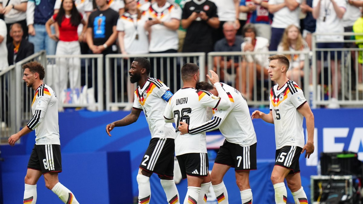 Germany’s Kai Havertz (2nd R)celebrates after scoring and sharing the moment with teammates during the 2026 FIFA World Cup Group E match against Curaçao at Houston Stadium, Houston, Texas, U.S., June 14, 2026. (AA Photo)

