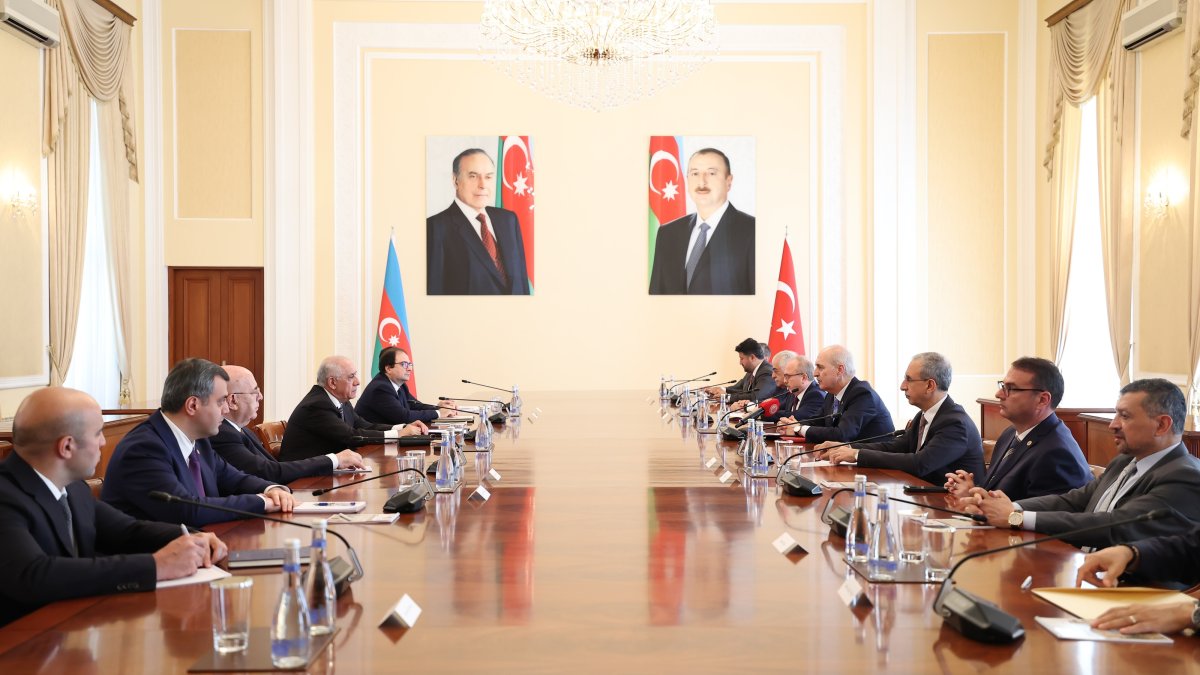Turkish Parliament Speaker Numan Kurtulmuş attends the 20th Conference of the Parliamentary Union of the Organization of Islamic Cooperation (OIC) in Baku, June 24, 2026. (AA Photo)