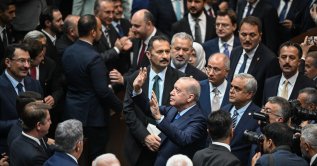 President Recep Tayyip Erdoğan greets supporters at the AK Party's parliamentary group meeting, Ankara, Türkiye, June 24, 2026. (AA Photo)