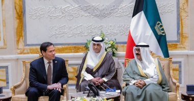  Amir of Kuwait Sheikh Meshal al-Ahmad al-Jaber al-Sabah receives the U.S. Secretary of State Marco Rubio at Bayan Palace in Kuwait City, June 24, 2026. (KUNA Handout via AFP)
