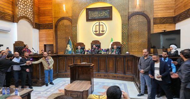 Atif Najib, former head of political security in southern Syria's Daraa province, attends his first trial session at the Palace of Justice in Damascus, Syria, April 26, 2026. (AFP File Photo)