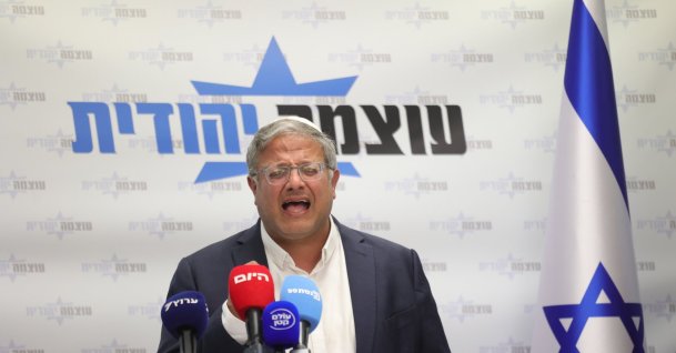 Israel's far-right National Security Minister and leader of the Otzma Yehudit Party, Itamar Ben-Gvir, delivers an address during his weekly party faction meeting at the Knesset, the Israeli parliament, in Jerusalem, June 22, 2026. (EPA Photo)