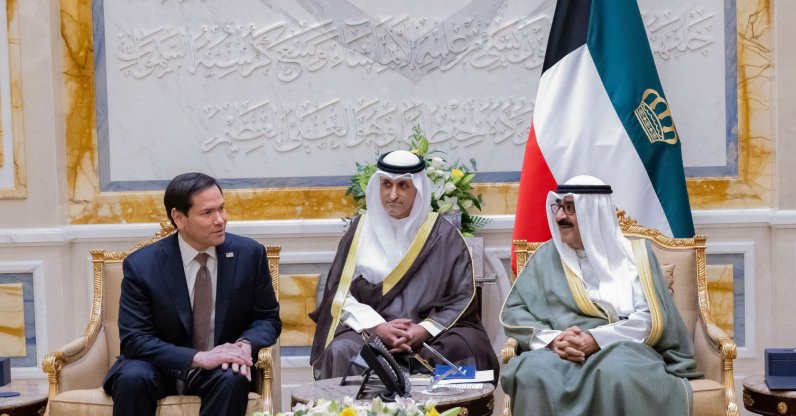  Amir of Kuwait Sheikh Meshal al-Ahmad al-Jaber al-Sabah receives the U.S. Secretary of State Marco Rubio at Bayan Palace in Kuwait City, June 24, 2026. (KUNA Handout via AFP)