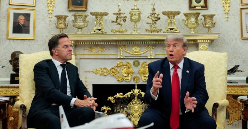 U.S. President Donald Trump participates in a meeting with NATO Secretary General Mark Rutte in the Oval Office at the White House in Washington, D.C., U.S., June 24, 2026. (Reuters Photo)