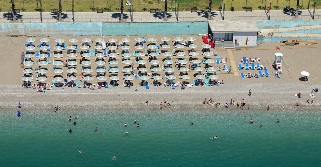 An aerial view of a beach, Antalya, southern Türkiye, May 26, 2026. (AA Photo)
