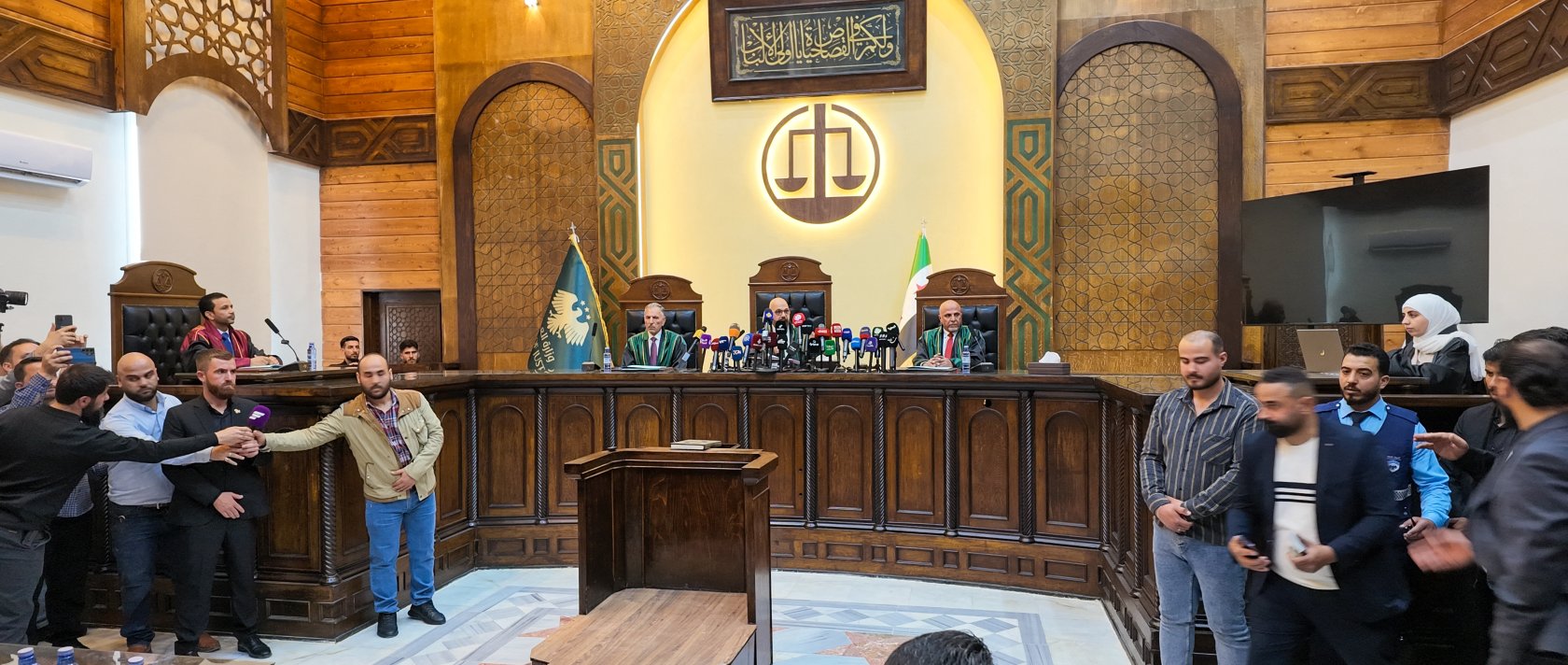 Atif Najib, former head of political security in southern Syria's Daraa province, attends his first trial session at the Palace of Justice in Damascus, Syria, April 26, 2026. (AFP File Photo)