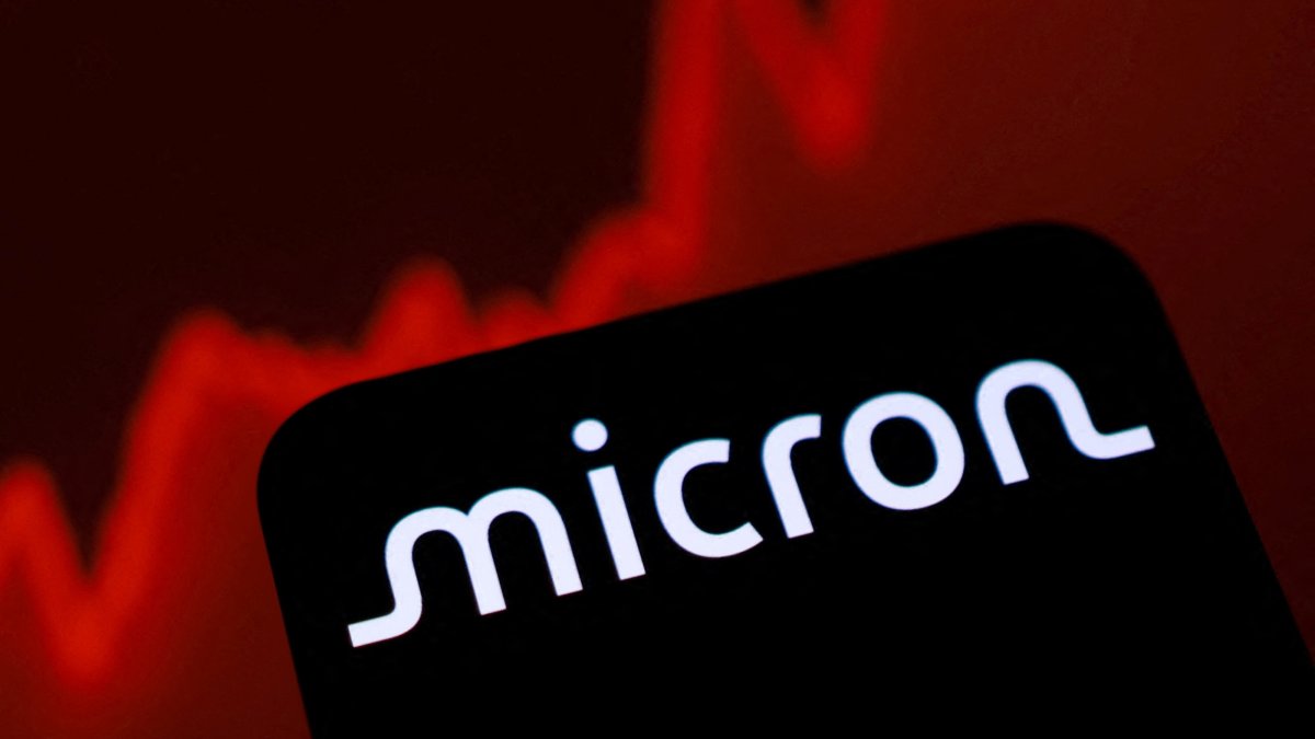 The Micron logo and a rising stock graph are seen in this illustration taken, June 11, 2026. (Reuters Photo)