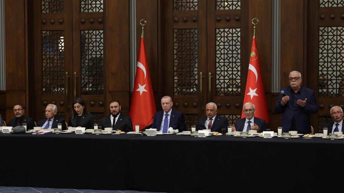 President Recep Tayyip Erdoğan addresses participants during a Muharram gathering at the Presidential Complex, Ankara, Türkiye, June 24, 2026. (AA Photo) 