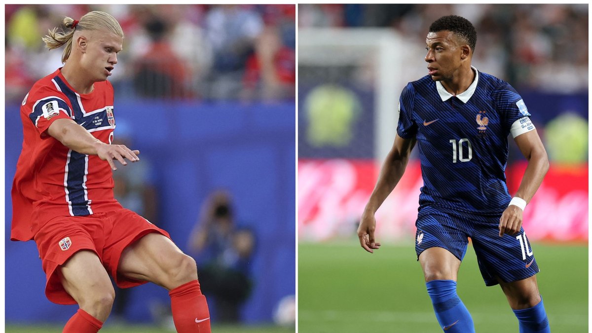 This collage shows Norway's Erling Haaland (L), Foxborough, U.S., June 16, 2026 and France's Kylian Mbappe (R), Philadelphia, U.S., June 22, 2026. (AFP Photo)