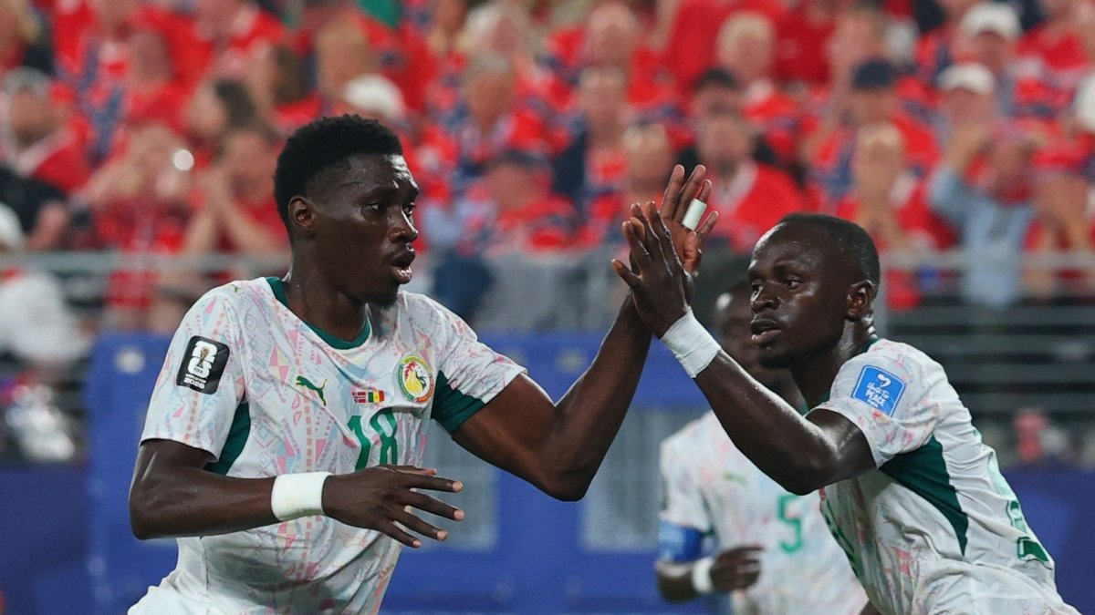 Senegal's Ismaila Sarr (L) celebrates a goal with Sadio Mane during the 2026 FIFA World Cup Group I match against Norway at New York/New Jersey Stadium, East Rutherford, U.S., June 22, 2026. (Reuters Photo)