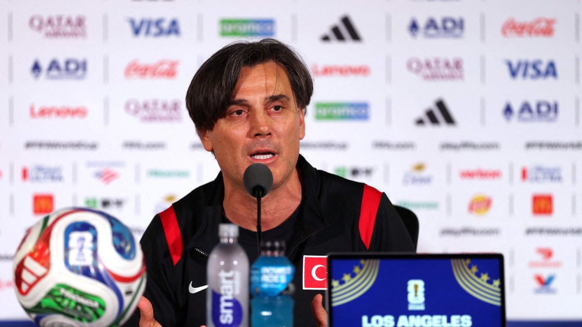 Türkiye's Head coach Vincenzo Montella talks to the media during a press conference one day ahead of the FIFA World Cup 2026 Group D match against USA at Los Angeles Stadium, Inglewood, U.S., June 24, 2026. (AFP Photo)