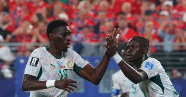 Senegal's Ismaila Sarr (L) celebrates a goal with Sadio Mane during the 2026 FIFA World Cup Group I match against Norway at New York/New Jersey Stadium, East Rutherford, U.S., June 22, 2026. (Reuters Photo)