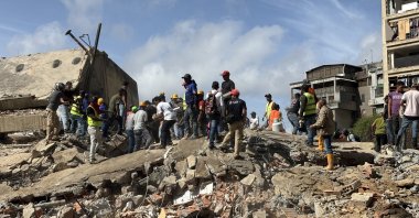 Resuce workers search debris from buildings that collapsed in the earthquakes in the San Bernardino neighborhood of Caracas, Venezuela, June 25, 2026. (EPA Photo)