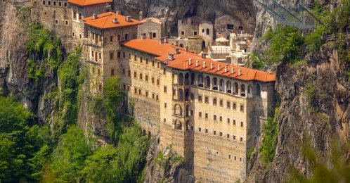 In this undated photo, an aerial view shows the historic Sümela Monastery, Trabzon, northern Türkiye. (Shutterstock Photo)