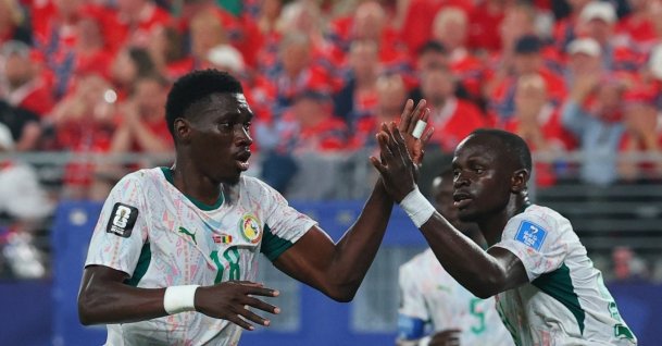 Senegal's Ismaila Sarr (L) celebrates a goal with Sadio Mane during the 2026 FIFA World Cup Group I match against Norway at New York/New Jersey Stadium, East Rutherford, U.S., June 22, 2026. (Reuters Photo)