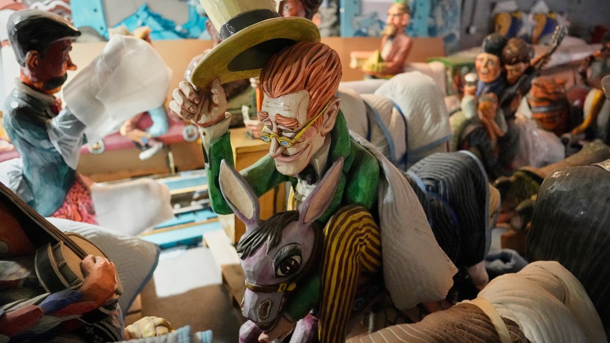 A figure of Andrew Jackson from the Fox Trot Carousel is seen in a state government storage facility, Nashville, Tenn., U.S., June 24, 2026. (AP Photo)