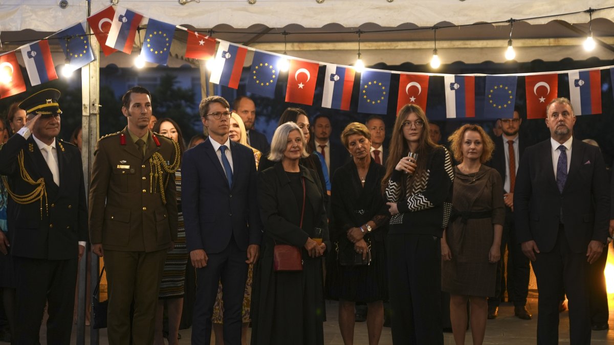 Guests attend a reception marking Slovenia's Statehood Day at the Slovenian Embassy in Ankara, Türkiye, June 10, 2026. (AA Photo)
